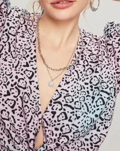 Manoush Top Panthère bleu/rose