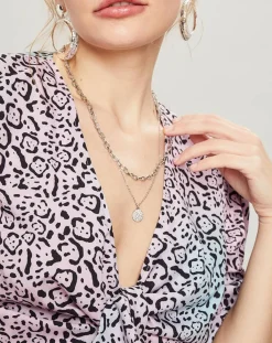 Manoush Top Panthère bleu/rose