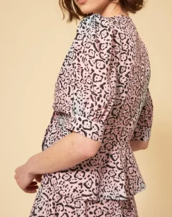 Manoush Top Panthère bleu/rose