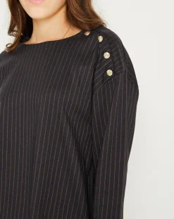 Femme MKT Studio Top rayures & boutons Hania marine