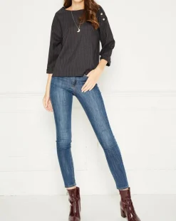 Femme MKT Studio Top rayures & boutons Hania marine