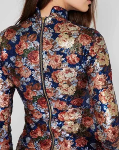 Femme Manoush Top Roses à sequins encre