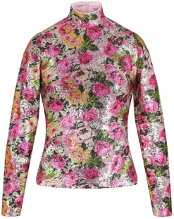 New Manoush Top Roses à sequins rose