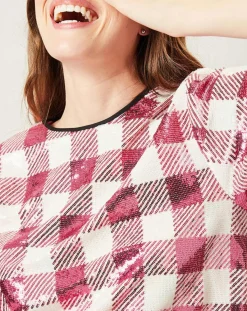 Femme Manoush Top Saint-Tropez en sequins rose/blanc