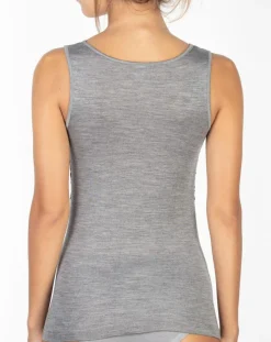 Sale Mare Top sans manches en Laine mélangée bretelles larges dentelle gris