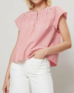 Femme J.Crew Top Smocks à rayures rouge/blanc