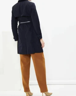 Femme MaxMara Studio Trench Croisé Ceinture Scacco bleu marine