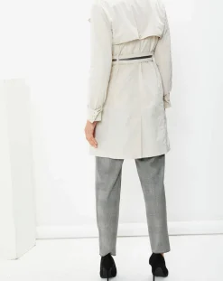 MaxMara Studio Trench Croisé Ceinture Scacco beige