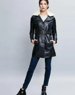 New Chyston Trench en Cuir Electra noir