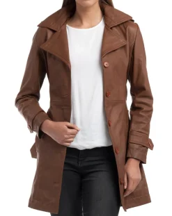 Hot Chyston Trench en Cuir Elsa cognac