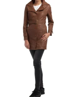 Hot Chyston Trench en Cuir Elsa cognac