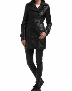 Clearance Chyston Trench en Cuir Esmeralda noir