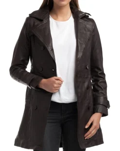 Sale Chyston Trench en Cuir Esmeralda marron
