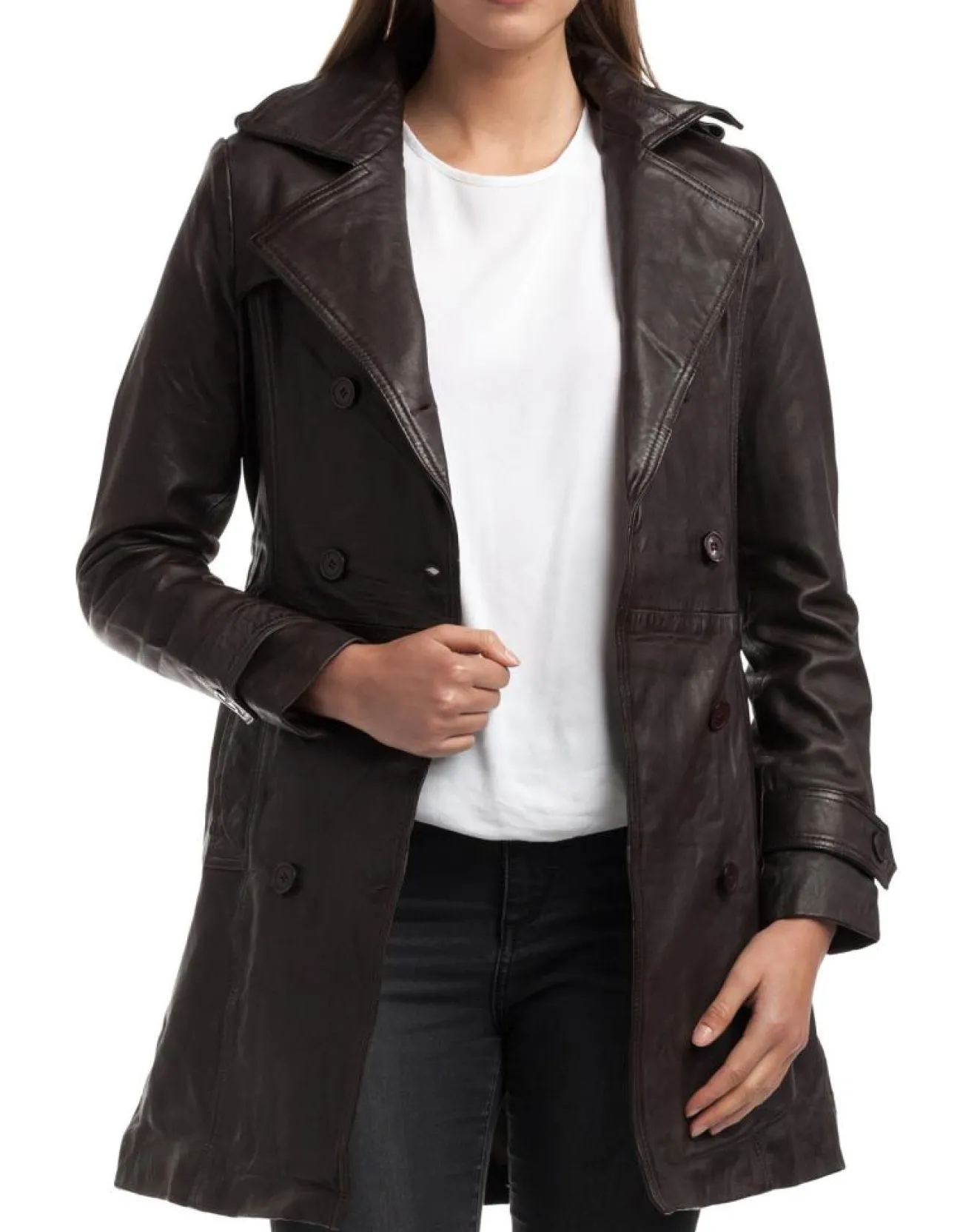 Sale Chyston Trench en Cuir Esmeralda marron