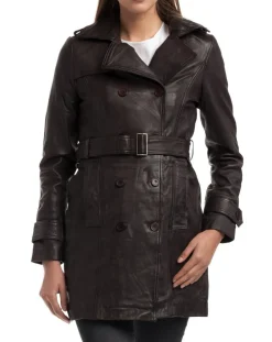 Sale Chyston Trench en Cuir Esmeralda marron