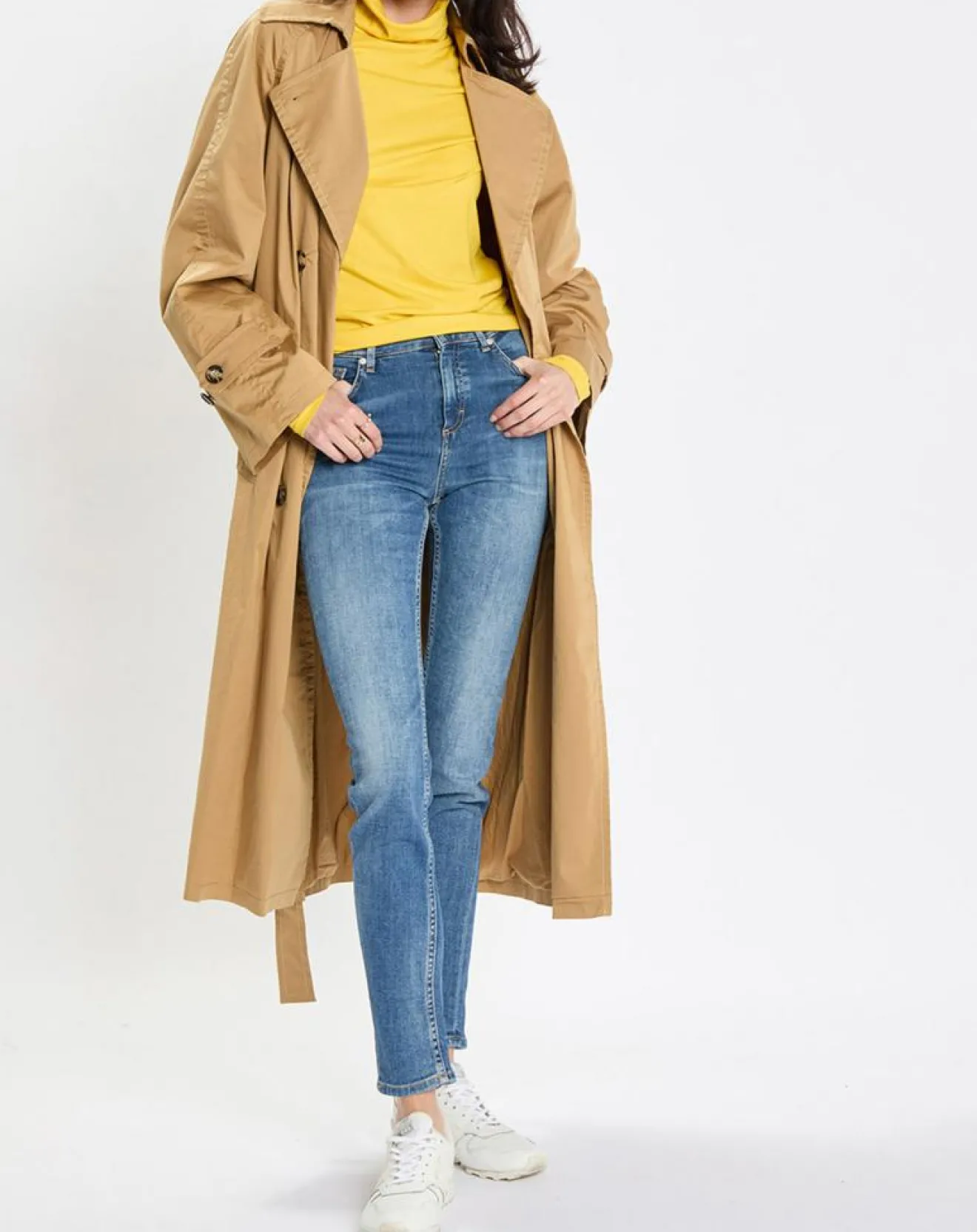 New Marc O'Polo Trench long en Toile de coton mélangé beige