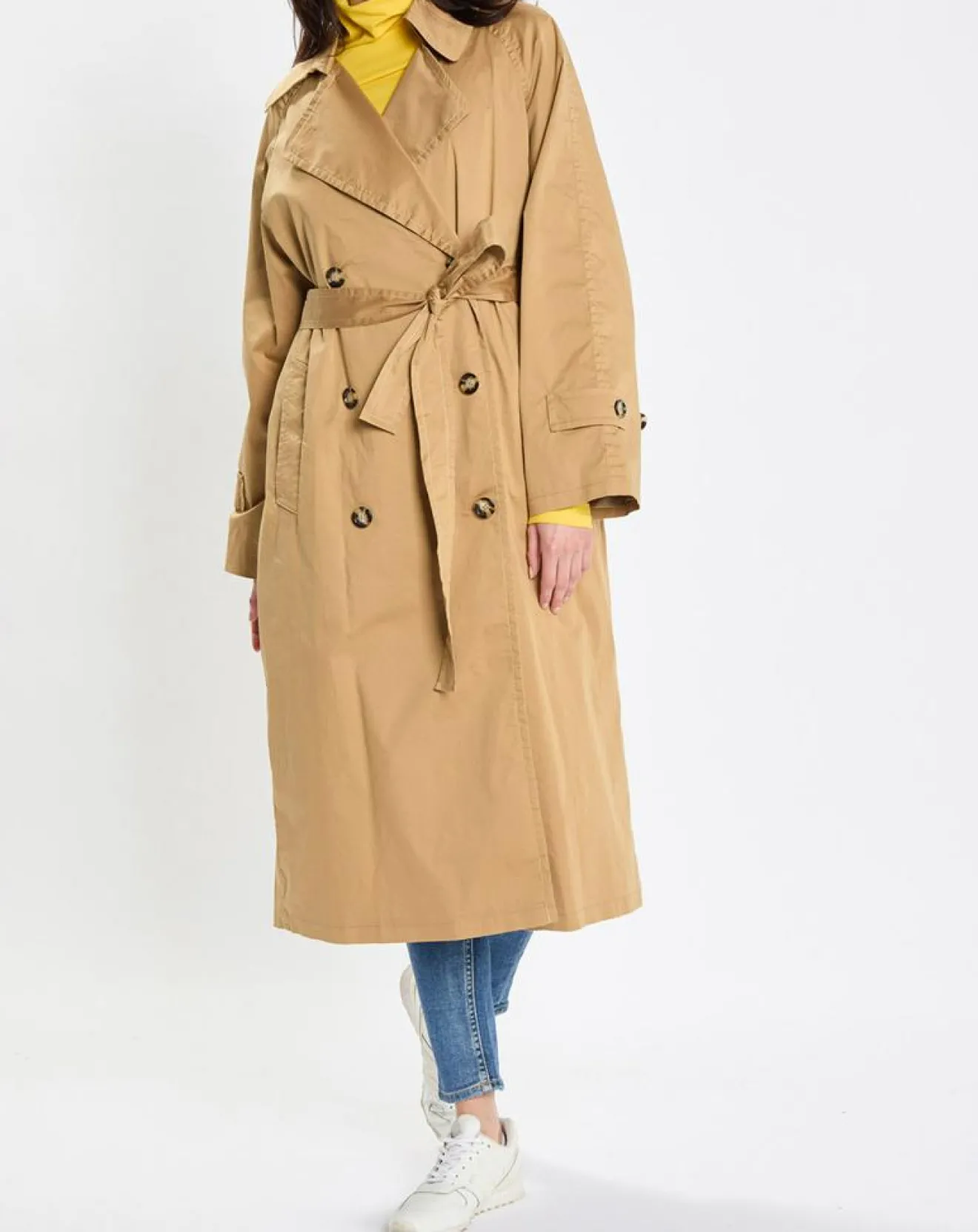 New Marc O'Polo Trench long en Toile de coton mélangé beige