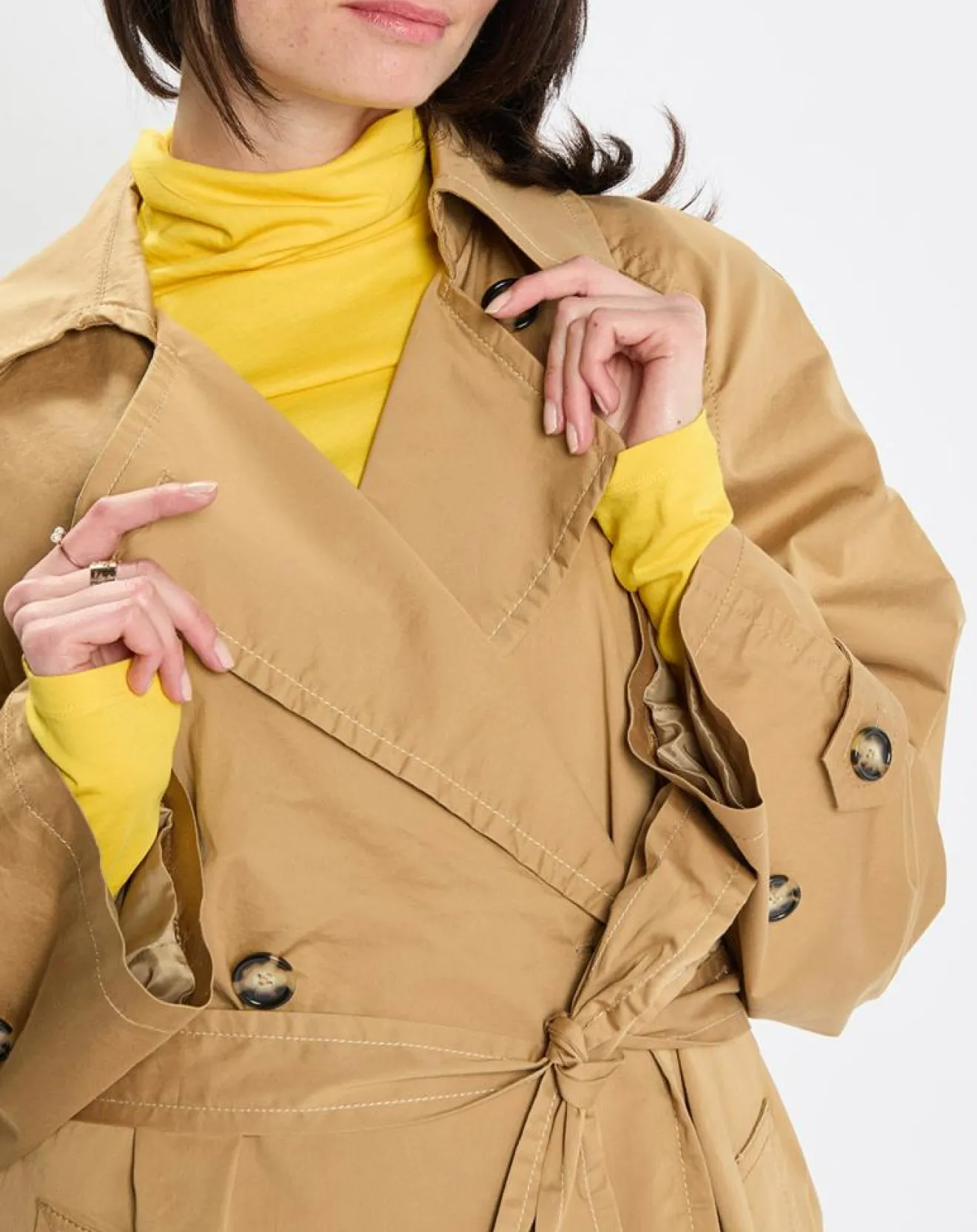 New Marc O'Polo Trench long en Toile de coton mélangé beige