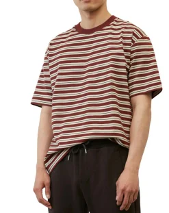 Homme Marc O'Polo T-Shirt 100% Coton Bio col rond rayé rouge/blanc