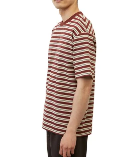 Homme Marc O'Polo T-Shirt 100% Coton Bio col rond rayé rouge/blanc