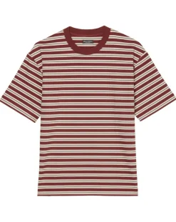 Homme Marc O'Polo T-Shirt 100% Coton Bio col rond rayé rouge/blanc