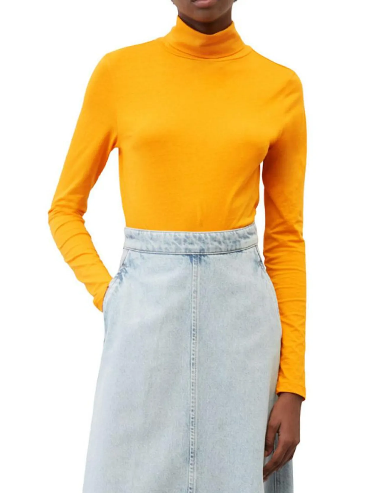 New Marc O'Polo T-Shirt 100% Coton Bio col roulé orange