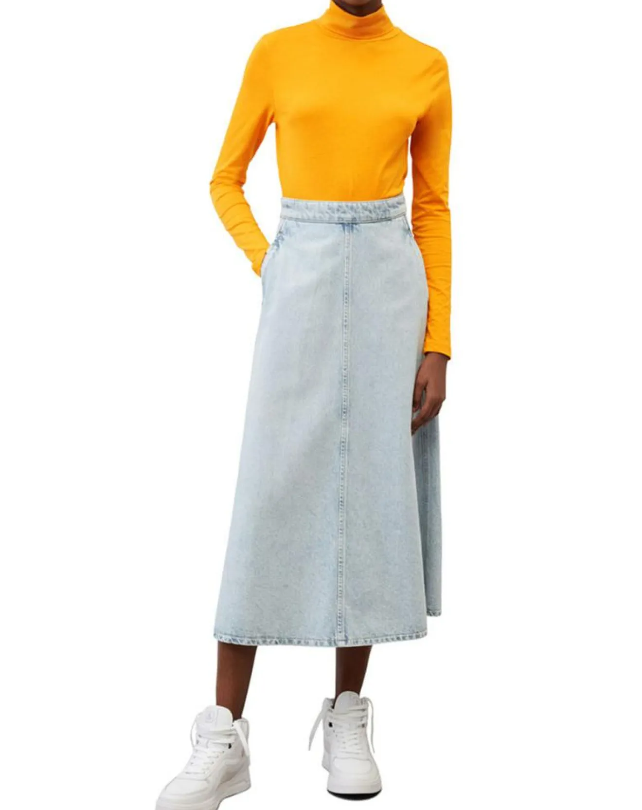 New Marc O'Polo T-Shirt 100% Coton Bio col roulé orange