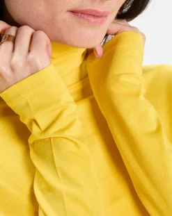 Femme Marc O'Polo T-Shirt 100% Coton Bio col roulé jaune