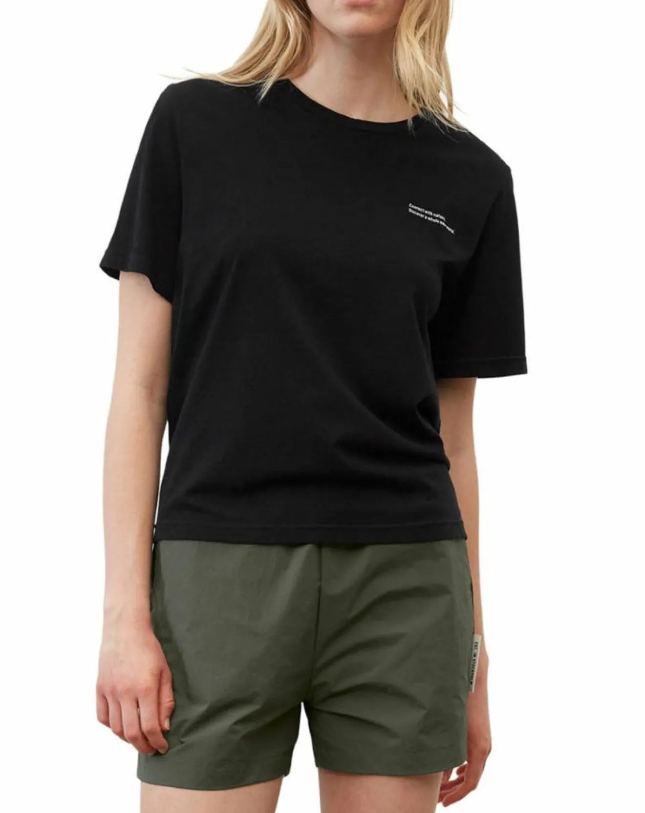 New Marc O'Polo T-Shirt 100% Coton Bio imprimé nature noir