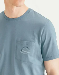 Sale Dockers T-Shirt 100% Coton Bio Logo Pocket bleu