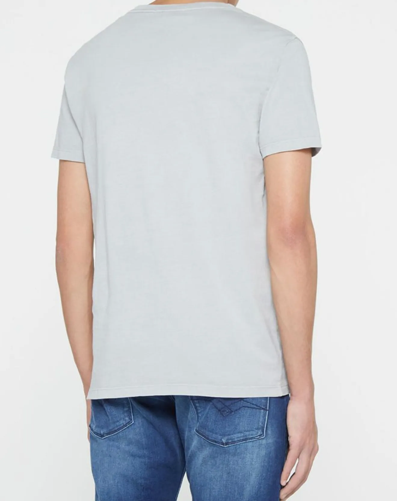 Online Replay T-Shirt 100% Coton Bio pocket logo up gris clair