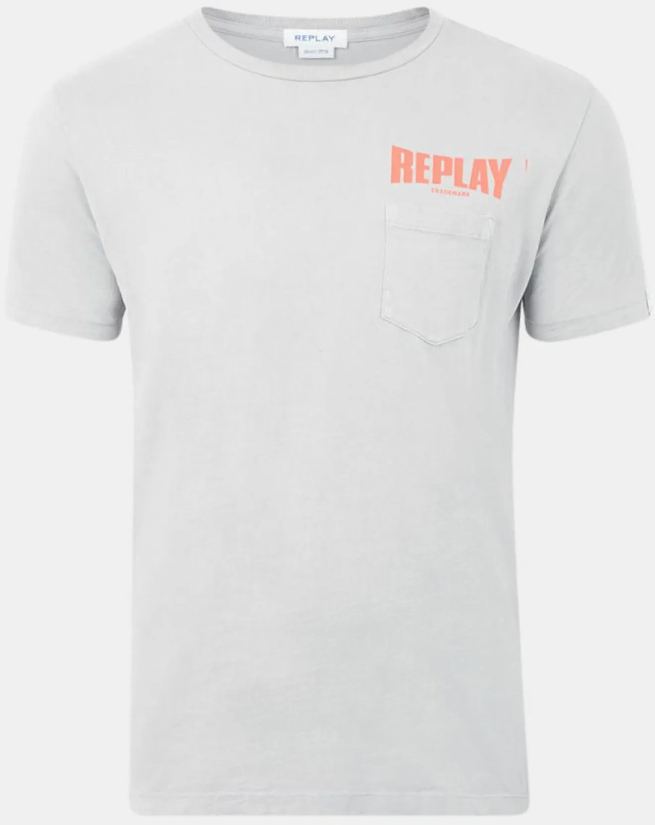 Online Replay T-Shirt 100% Coton Bio pocket logo up gris clair