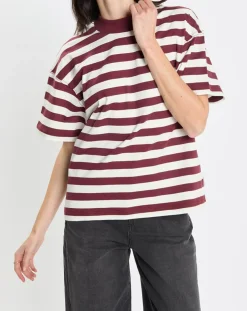 Discount Marc O'Polo T-Shirt 100% Coton Bio rayé rouge/blanc