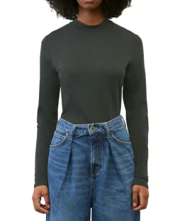 Femme Marc O'Polo T-Shirt 100% Coton Bio vert foncé