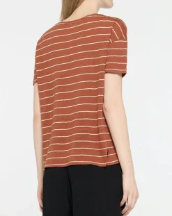 Femme Yerse T-Shirt 100% Lin Cinthia marron