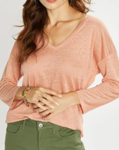 Discount Lauren Vidal T-Shirt 100% Lin Essential pêche