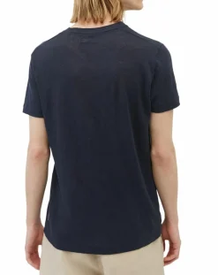Homme Marc O'Polo T-Shirt 100% Lin manches courtes Col Rond bleu marine