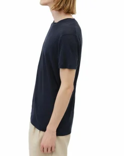 Homme Marc O'Polo T-Shirt 100% Lin manches courtes Col Rond bleu marine