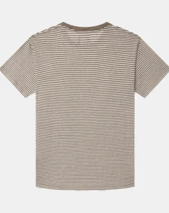 Hackett London T-Shirt 100% Lin Regular Fit Bat à rayures beige foncé