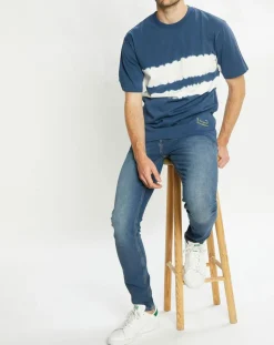 Homme Scotch & Soda T-Shirt Ample 100% Coton Bio Tie & Dye bleu