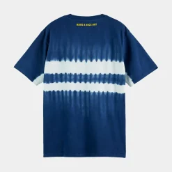 Homme Scotch & Soda T-Shirt Ample 100% Coton Bio Tie & Dye bleu