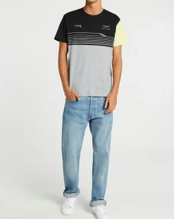 Homme Hackett London T-Shirt Aston Martin Racing rayé noir