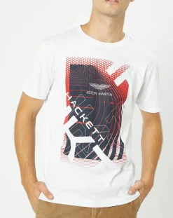Outlet Hackett London T-Shirt Aston Martin Racing imprimé blanc