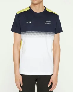 Homme Hackett London T-Shirt Aston Martin Racing colorblok blanc/bleu