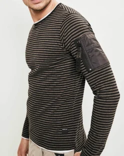 Replay T-Shirt Basic rayure noir/gris