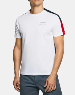 Homme Hackett London T-Shirt Bicolore Aston Martin Racing blanc/bleu