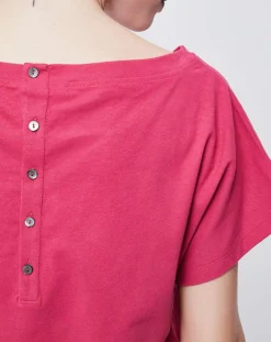 Discount John Galliano T-Shirt boutonné et imprimé rose