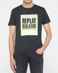 Homme Replay T-Shirt box logo noir