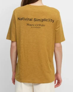 Femme Marc O'Polo T-Shirt Col rond inscription poitrine moutarde