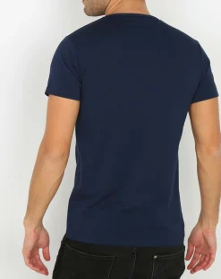 Homme Mare T-Shirt Col V Manches Courtes marine